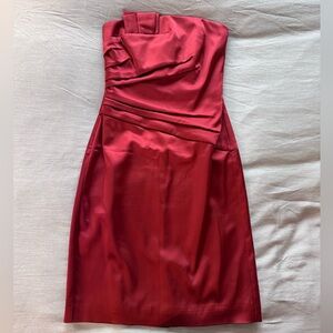 White House Black Market Red Stretch Satin strapless dress